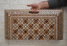 Mother of Pearl Backgammon Set, Ringed Star Medallion — view 2