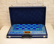 Lapis & Turquoise Backgammon Board 25 in — detail 1