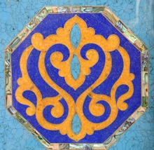 Backgammon Board in Mother of Pearl, Lapis, Turquoise and Amber — view 4