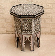 Octagonal Side Table with Rosette Medallions — view 2