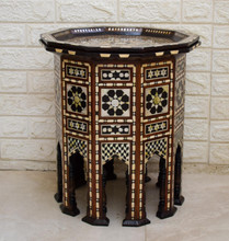 Octagonal Inlay Table, Petal Rosette Top — view 2