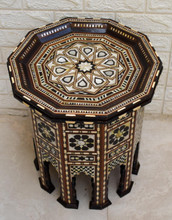 Octagonal Inlay Table, Petal Rosette Top — view 3