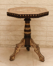 Mother of Pearl Pedestal Table with Lift-Off Top — view 2