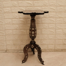 Slim Lobed Pedestal Table with Inlaid Column — view 2