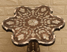 Slim Lobed Pedestal Table with Inlaid Column — view 3