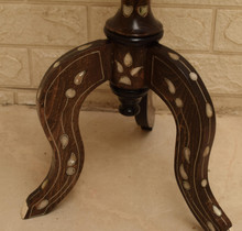 Slim Lobed Pedestal Table with Inlaid Column — view 7