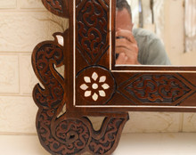 Hand-Carved Damascene Mirror with Mother of Pearl — view 9