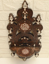 Deep-Carved Syrian Wall Shelf with Mother of Pearl — view 2