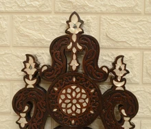 Hand-Carved Syrian Wall Shelf 24 × 12 in — detail 2