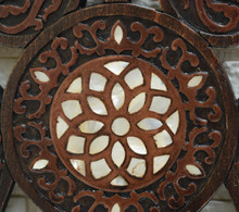 Deep-Carved Syrian Wall Shelf with Mother of Pearl — view 4