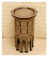 Tall Octagonal Mother of Pearl Side Table, 27 in
