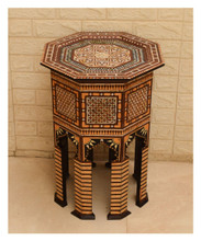 Mother of Pearl and Bone Octagonal Table on Colonnade, 24 in