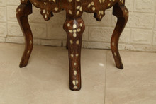 Vintage Syrian Side Table, Shell and Metal-Strand Inlay — view 6