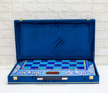 Two-Sided Backgammon and Chess Set, Lapis and Turquoise Inlay — view 3