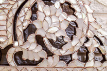 Ornate Syrian Mother of Pearl Mirror Frame 40 in — detail 5