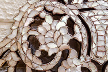 Ornate Syrian Mother of Pearl Mirror Frame 40 in — detail 6