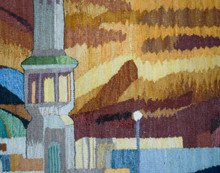 4 FT Kaaba at Mecca Handwoven Tapestry, Islamic Egyptian Wool Wall Hanging, Signed Original Art — detail 12