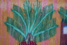 32" Palm Garden and Dovecote Handwoven Tapestry, Egyptian Wool Wall Hanging, Natural Dye Folk Art — detail 6