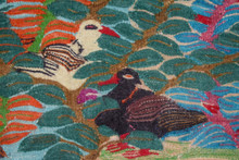 3.3 FT Spreading Tree of Birds Handwoven Tapestry, Egyptian Wool Wall Hanging, Natural Dye Folk Art — detail 6