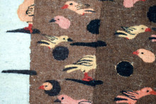 35" Pigeon Houses and Birds Handwoven Tapestry, Egyptian Wool Wall Hanging, Natural Dye Folk Art — detail 2