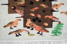 35" Pigeon Houses and Birds Handwoven Tapestry, Egyptian Wool Wall Hanging, Natural Dye Folk Art — detail 4