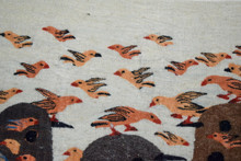35" Pigeon Houses and Birds Handwoven Tapestry, Egyptian Wool Wall Hanging, Natural Dye Folk Art — detail 6