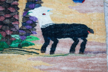 Palm Tree, Birds and Goats Handwoven Tapestry, Egyptian Wool Wall Hanging, Natural Dye Art — detail 6