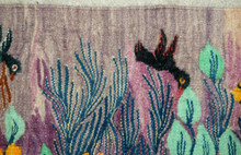 Orange Blossom on Purple Handwoven Tapestry, Egyptian Wool Wall Hanging, Natural Dye Folk Art — detail 4