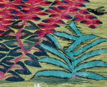 Crimson Foliage and Birds Handwoven Tapestry, Small Egyptian Wool Wall Hanging, Natural Dye — detail 1