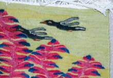 Crimson Foliage and Birds Handwoven Tapestry, Small Egyptian Wool Wall Hanging, Natural Dye — detail 4