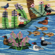 Palm Tree, Birds and Ducks Handwoven Tapestry, Egyptian Wool Wall Hanging, Natural Dye Art — detail 2