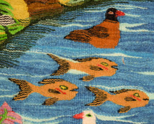 Palm Tree, Birds and Ducks Handwoven Tapestry, Egyptian Wool Wall Hanging, Natural Dye Art — detail 3