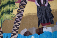 5.7 FT Palm Village and Cranes Handwoven Tapestry, Large Egyptian Wool Wall Hanging, Folk Art — detail 14