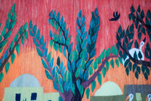 Sunset Village and Cranes handwoven tapestry — view 13