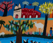 Old Village and Camels handwoven tapestry — view 3
