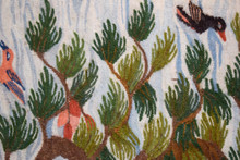33" Grape Harvest Handwoven Tapestry, Figurative Egyptian Wool Wall Hanging, Natural Dye Folk Art — detail 4