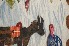33" Grape Harvest Handwoven Tapestry, Figurative Egyptian Wool Wall Hanging, Natural Dye Folk Art — detail 10