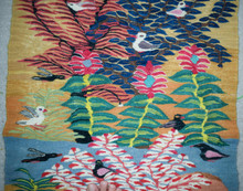 3.4 FT Coral Trees and Birds Handwoven Tapestry, Egyptian Wool Wall Hanging, Natural Dye Folk Art — detail 4