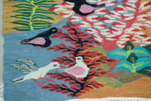 3.4 FT Coral Trees and Birds Handwoven Tapestry, Egyptian Wool Wall Hanging, Natural Dye Folk Art — detail 7