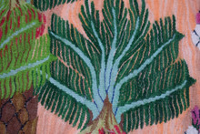 3.9 FT Palm Grove and Pink Blossom Handwoven Tapestry, Egyptian Wool Wall Hanging, Natural Dye — detail 4