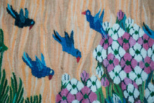 3.9 FT Palm Grove and Pink Blossom Handwoven Tapestry, Egyptian Wool Wall Hanging, Natural Dye — detail 10