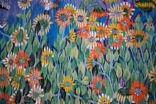 4.2 FT Sunflowers and Doves Handwoven Tapestry, Blue Egyptian Wool Wall Hanging, Natural Dye Art — detail 1
