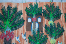 3.4 FT Dovecote and Flower Garden Handwoven Tapestry, Egyptian Wool Wall Hanging, Natural Dye — detail 2