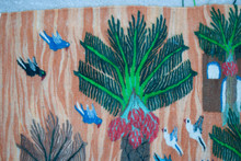 3.4 FT Dovecote and Flower Garden Handwoven Tapestry, Egyptian Wool Wall Hanging, Natural Dye — detail 4