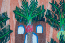 3.4 FT Dovecote and Flower Garden Handwoven Tapestry, Egyptian Wool Wall Hanging, Natural Dye — detail 6