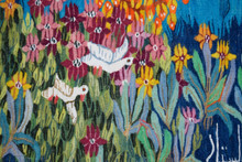 3.5 FT Orange Blossom Branches Handwoven Tapestry, Blue Egyptian Wool Wall Hanging, Natural Dye — detail 4