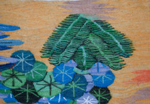 3.4 FT Flower Garden and Doves Handwoven Tapestry, Egyptian Wool Wall Hanging, Natural Dye Folk Art — detail 7
