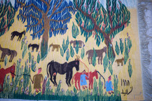 Grazing Horses among the Trees handwoven tapestry — view 5