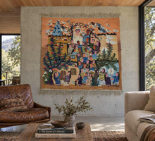 4.8 FT Village Wedding Handwoven Tapestry, Figurative Egyptian Wool Wall Hanging, Natural Dye — detail 1
