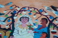 4.8 FT Village Wedding Handwoven Tapestry, Figurative Egyptian Wool Wall Hanging, Natural Dye — detail 4